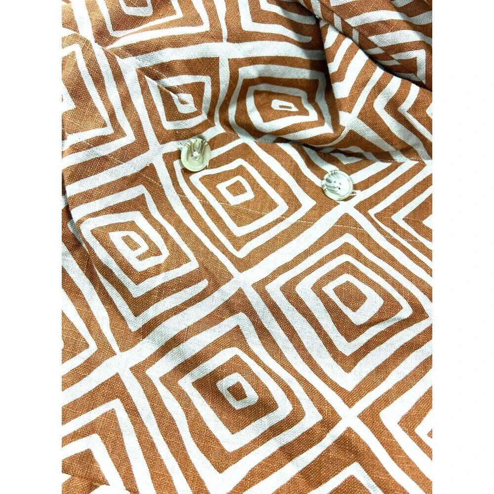 West Elm Sz Twin Diamond Abstract Duvet Cover Brown Cream 36W X 73L 1092Rck